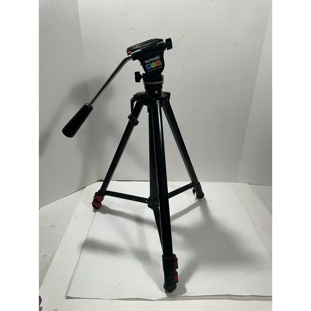 VANTAGE Photo & Video Camera Tripod Vintage Black w Elevator Weight Adjust‎